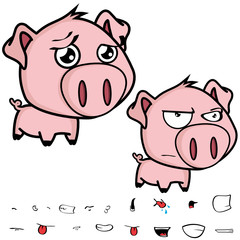 cute little big head pig cartoon set in vector format