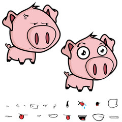 cute little big head pig cartoon set in vector format