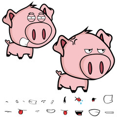 cute little big head piggy cartoon set in vector format