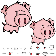 cute little big head pig cartoon set in vector format