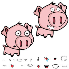 cute little big head pig cartoon set in vector format