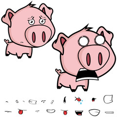 big head chibi pig cartoon pack in vector format
