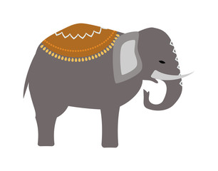 Ethnic indian elephant on the white background african totem tattoo design vector illustration.