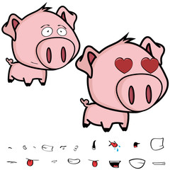 cute little big head pig cartoon kawaii expressions
