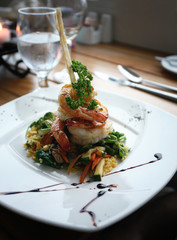 Gourmet Restaurant shrimp dinner plate
