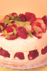 Homemade delicious strawberry cake.