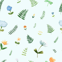 Fototapeta na wymiar Floral watercolor pattern - illustration.