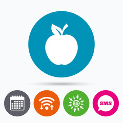 Apple sign icon. Fruit with leaf symbol.