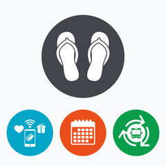 Flip-flops sign icon. Beach shoes.
