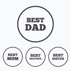 Best mom and dad, brother, sister icons.