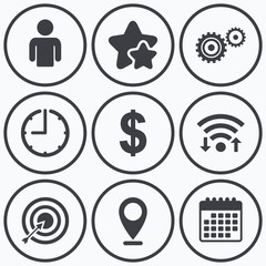 Business signs. Human and aim targer with arrow.