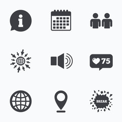 Information sign and group. Communication icons.