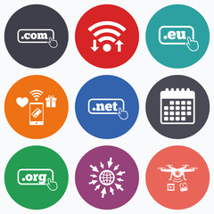 Top-level domains signs. Com, Eu, Net and Org.