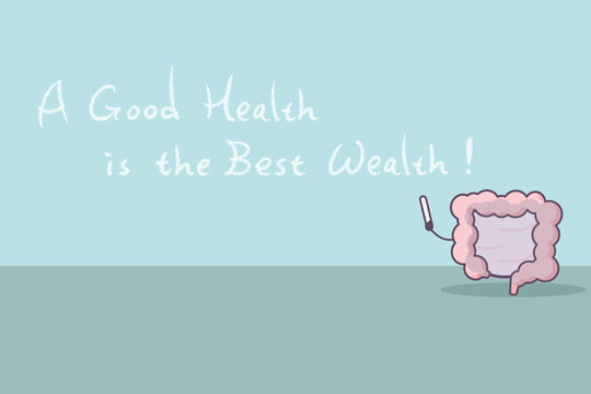 Cartoon Intestine With Slogan