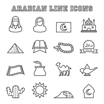 arabian line icons