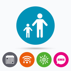 One-parent family with one child sign icon.