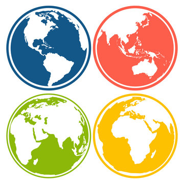 Set of earth planet globe logo icons for web and app