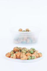 Dry spice peas on white background