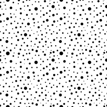 Seamless vector pattern with dots. Black and white background.
