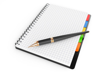 Personal Diary or Organiser Book with Blank Pages and Pen. 3d Re