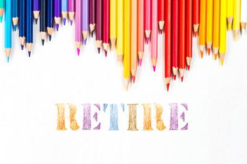 retire drawing by colour pencils