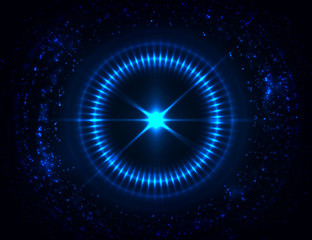 Shining lights abstract circle. Bright round frame. Vector abstract background.