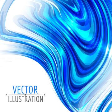 Abstract glossy swirl on white background. Bright abstract curve. Vector background.