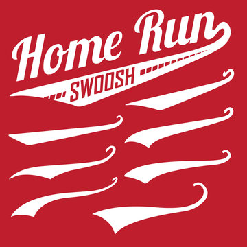 Vector Swooshes Swishes, Swooshes, and Swashes for Typography on Retro or Vintage Baseball Tail Tee shirt
