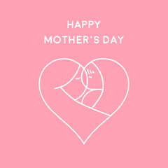 Happy Mother's Day greeting card minimal flat design, vector illustration eps 10