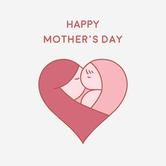 Happy Mother's Day greeting card minimal flat design, vector illustration eps 10