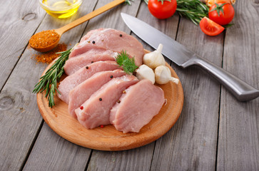 Raw pork steaks