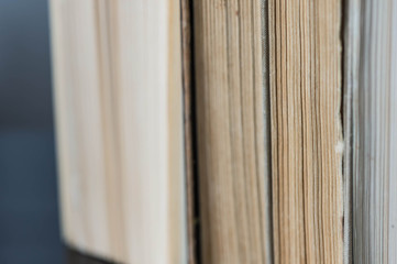 Pile of old books close up