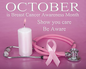Breast Cancer Awareness Ribbon with Candle Flame Stethoscope