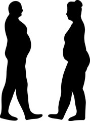 silhouettes of fat men and women
