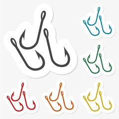 Obraz premium Multicolored paper stickers - Hook icon
