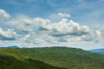 Landscape with mountains covered forests,Thailand