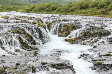 Fototapeta na wymiar Beautiful Bruarfoss waterfall in Iceland. Summer.
