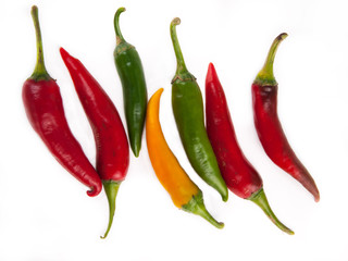 Hot peppers isolated on white