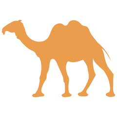 Stylized icon of a colored camel