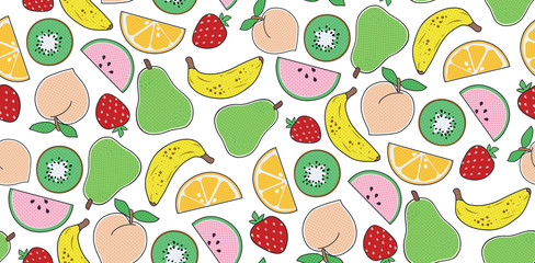 Fruits seamless pattern on white background, for design