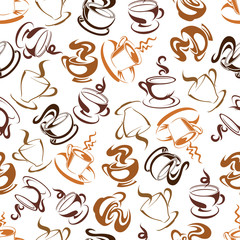 Retro seamless coffee drinks background pattern