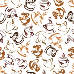 Washable wall murals Coffee Retro seamless coffee drinks background pattern