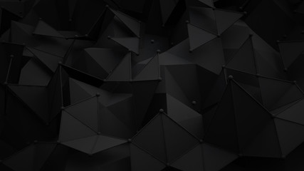 Czarny wielokątne powierzchni renderowania 3D tła - 109017126