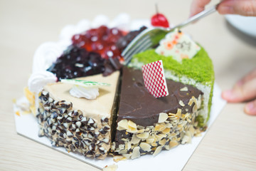 pieces of different cakes