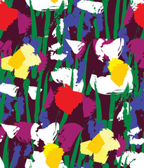 Flowers color seamless pattern wallpaper.