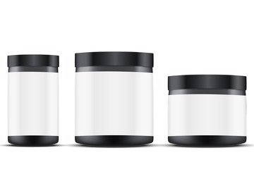 Mockup Sport Nutrition Container. Whey Protein and Gainer. 