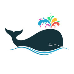 Obraz premium Wieloryb z wielobarwnym uderzeniem fontanny dla kreatywności, różnorodności, radości, wyobraźni