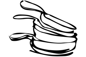 vector sketch of a pile of unwashed pans