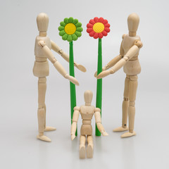 concept of family love nature by man Wood Figure ,women Wood Fig