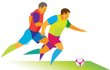 young football striker beat defender